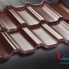 Модульная металлочерепица "Венеция" Prelaq X-Matt (SSAB-Швеция), цвет Коричневый (384)